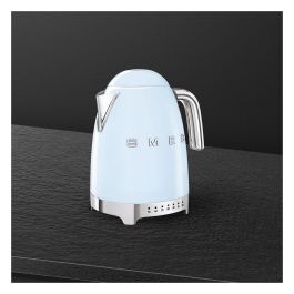 Smeg KLF04PBEU Hervidor de Agua Retro Estilo Años 50, 1.7 L, 2400 W, 7 Temperaturas, Azul Pastel, Acero Inoxidable, Apagado Automático