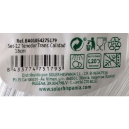 Algon Set de 12 Tenedores Transparentes de 18 cm (36 Unidades)