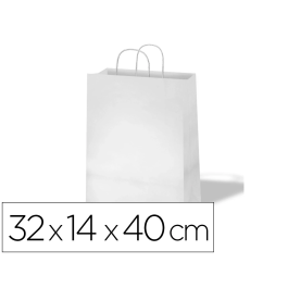 Blanca Bolsa Kraft Celulosa Blanco Asa Retorcida Tamaño L 320x140x400 mm 90 gr