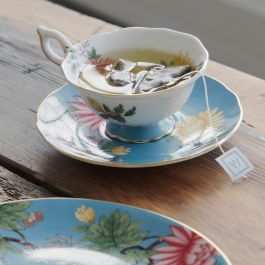 Wedgwood Taza de Té P 140 Ml Sapphire Wonderlust (4 Unidades) con Detalles de Oro de 22 Quilates