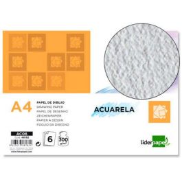 Papel Dibujo Liderpapel 210x297 mm 300 gr-M2 Acuarela Pack De 6 Hojas