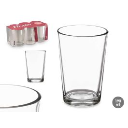 Vivalto Set 6 Vasos Lisos de Vidrio Transparente 190 ml, Aptos para Lavavajillas, Ø 6.8 x 9.8 cm (8 Unidades)
