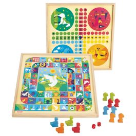 Jeujura Juego de Mesa El Ganso y Caballos Clásico en Bandeja de Madera (33x33x2cm), Peones Madera, +3 Años