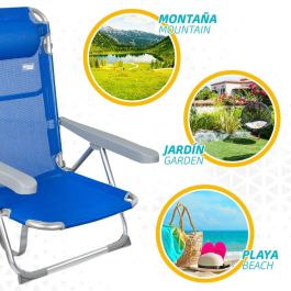 Silla de Playa Aktive Plegable Azul 48 x 90 x 60 cm (2 Unidades)