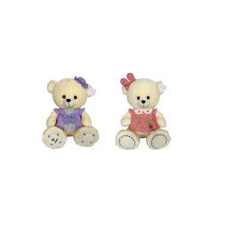 DKD Home Decor Peluche Oso Infantil Rosa Lila Poliéster para Habitación de Niños | Juego de 2 Unidades 20x50x42 cm