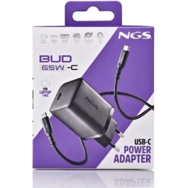 NGS BUD 65W-C Cargador de Pared GaN Ultrarrápido 65W USB-C con Cable Incluido
