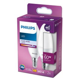 Philips Bombilla LED Vela E14 7W (Equivalente 60W) 806 lm Luz Día 4000K Clase E - Pack 2 Unidades