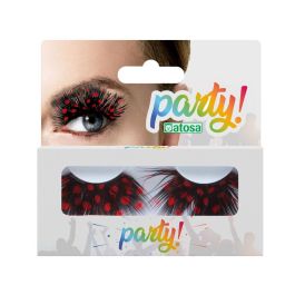 Pestañas Postizas De Plumas Rojas Con Puntos Negros Estilo Mariquita para Fiestas y Disfraces Precio: 1.49999949. SKU: S1121223