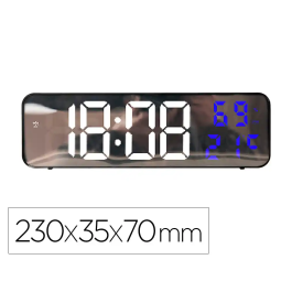 Q-connect Reloj Digital de Pared y Sobremesa con Temperatura, 2 Alarmas, LED y Medidas 230x35x70 mm Precio: 20.3885. SKU: B15QQZAAZH