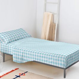 Juego de Sábanas HappyFriday Basic Kids Vichy Azul Cama de 80/90 2 Piezas