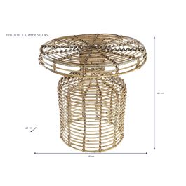 DKD Home Decor Mesita Auxiliar Balines de Ratán Natural 48 Ancho x 45 Alto x 48 Largo cm Doble Cara DKD Home Decor Mesita Auxiliar Balines de Ratán Natural 48 Ancho x 45 Alto x 48 Largo cm Doble Cara