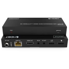 Digitus Extensor KVM HDMI 4K HDBaseT 150m con USB 1.1, Transmisor y Receptor, Resolución 3840x2160 @60Hz, Ancho de Banda 18 Gbit/s, Negro
