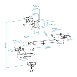 Tooq Soporte de Mesa para Pantallas hasta 32 Pulgadas, Compatible VESA 75x75 y 100x100 mm, Soporte 9 kg por Brazo