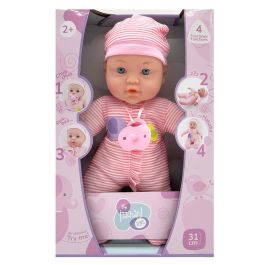 Tachan T00990 Muñeca Bebé Blandita 31cm con 4 Funciones Interactivas: Se Calma, Duerme, Llora y Ríe. Ideal +2 años.