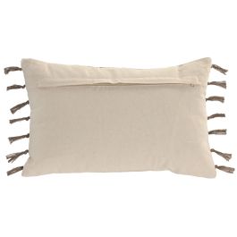 DKD Home Decor Pack de 2 Cojines Boho de Algodón Crudo 30x50 cm, Hechos a Mano, con Cremallera y Relleno de 380g