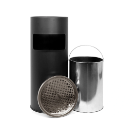 Q-connect Cenicero papelera metalico negro 61,5x25 cm capacidad + de 10 L