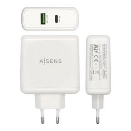 Aisens Cargador USB-C 48W con Puertos USB-C PD3.0 30W y USB-A QC3.0 18W, Blanco