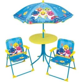 Fun House Baby Shark Muebles de Jardín Infantil: Set Mesa (H.46xØ46 cm), 2 Sillas (H.53xW.38.5xD.37.5 cm) y Sombrilla (H.125xØ100 cm) Precio: 57.49999981. SKU: B1G9XS2ZKB
