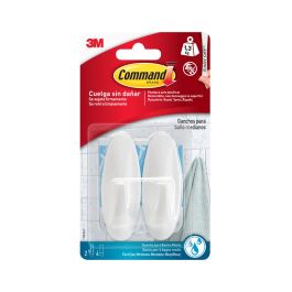 Command 17081b Gancho Adhesivo Mediano Blanco, 29x79x29 mm, para 1.3 kg, 2 Unidades + 4 Tiras