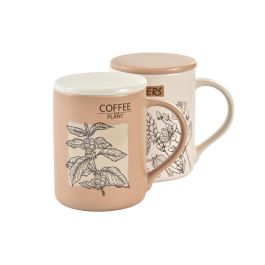 Mug Infusiones Cottage DKD Home Decor Beige Marron Claro 8 x 11 x 12 cm (12 Unidades)