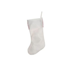 DKD Home Decor Calcetín Navidad Tradicional Poliéster Crema/Rojo 50 x 25 cm para Decoración Hogar Festiva