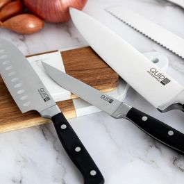 Quid Professional Cuchillo Santoku Inox Chef Black Acero Inoxidable 18 cm Negro Mango Ergonómico Apto Lavavajillas (6 Unidades)