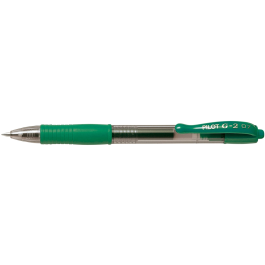 Pilot Bolígrafo G-2 Verde Tinta Gel Retráctil Sujeción Caucho Punta 0,7mm Trazo 0,4mm