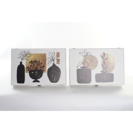 DKD Home Decor Tapa Contador Moderno de MDF Negro Dorado, 46.5 cm Ancho x 6 cm Profundo x 31.5 cm Alto (2 Unidades)