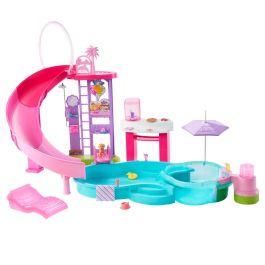 Barbie JFP01 Piscina de ensueño con tobogán y jacuzzi, más de 20 accesorios