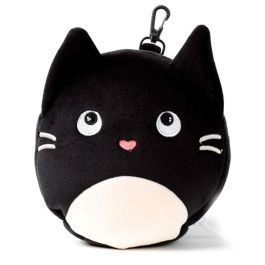Puckator Almohada de Viaje Relaxeazzz con Antifaz de Gato Feline Fine, 95% Poliéster, 16.5x13.5x10.5cm