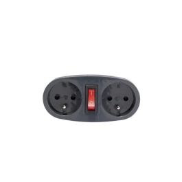 CHACON 16A Toma biplite con interruptor antracita CHACON 16A Toma biplite con interruptor antracita