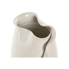 DKD Home Decor Jarron Moderno de Ceramica Blanco con Diseño Hoja 21 x 40 x 21 cm