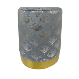 DKD Home Decor Reposapiés Glam para Salón Dormitorio en Poliéster y Metal, Azul y Dorado, 35 cm Largo x 35 cm Ancho x 43 cm Alto Precio: 28.51728. SKU: S3023149