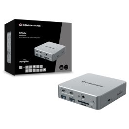 Conceptronic DONN25G Docking Station USB-C 15 en 1 con 2x HDMI, Ethernet, Lector de Tarjetas y Puerto Audio - Plata
