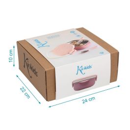 KioKids Caja Almuerzo Cuadrado Acero Inoxidable Hermética 3 Compartimentos con Cubiertos y Plato 450ml Rosa Apto Lavavajillas +4 meses KioKids Caja Almuerzo Cuadrado Acero Inoxidable Hermética 3 Compartimentos con Cubiertos y Plato 450ml Rosa Apto Lavavajillas +4 meses