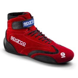Sparco S00128742RS Botines de Carreras Top, Gamuza Roja, Talla 42, Aprobados FIA 8856-2018, Suela Antideslizante Resistente Combustible