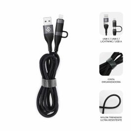 Subblim SUBCAB-4IN101 Cable USB 4 en 1 (USB-A/C a C/Lightning) Carga Rápida 60W 480Mbps 1m Negro Nylon Trenzado