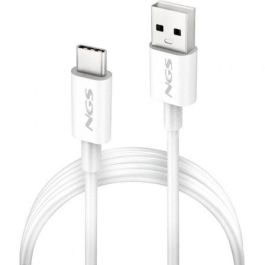 NGS ZYRO-AC Cable USB-A a USB-C 1m Blanco, Datos 480Mbps, Carga Hasta 15W