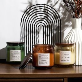 Home Deco Factory Vela Perfumada Tarro de Vidrio con Tapa 9,6 cm - Ámbar, Flor de Algodón, Bruma del Bosque - Colección Cocooning