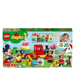 Lego DUPLO 10941 Tren de Cumpleaños de Mickey y Minnie, Tren de Juguete para Bebés con Pastel y Globos