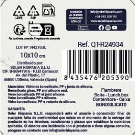 Quttin Fiambrera Cuadrada Hermética Sin Válvula 10 x 10 cm 140 cc