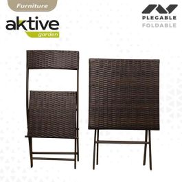 Conjunto de mesa cuadrada plegable (60x72 cm) + 2 sillas de ratán (44x83,5 cm) aktive Conjunto de mesa cuadrada plegable (60x72 cm) + 2 sillas de ratán (44x83,5 cm) aktive