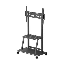 Vivolink Soporte móvil para pantallas de 37" a 100", 150 kg de carga máxima. Ideal para educación y videoconferencia con estantes.