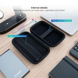 TooQ TQBC-E2503B Funda Rígida Estuche de Transporte para Disco Duro Externo 2.5" Compacto con Cremallera Negro