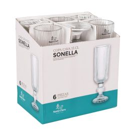 Santa Clara Copa de Champagne Sonella Transparente, 150 cc. Medidas: 5,5 cm de diámetro x 18,5 cm de alto. Peso: 324 g. (36 Unidades)