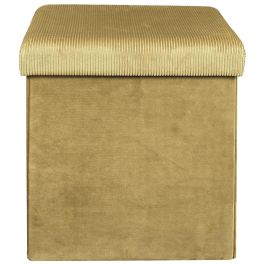 Home Deco Factory Caja Puf Plegable Terciopelo Amarillo Mostaza Lounge 38x38x38 cm