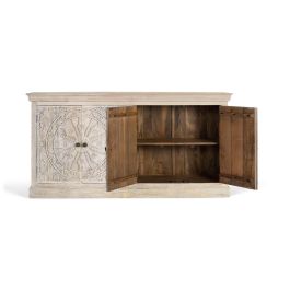 Giner y Colomer Aparador Artesanal en Madera de Mango 4 Puertas con Tiradores Negro Mate