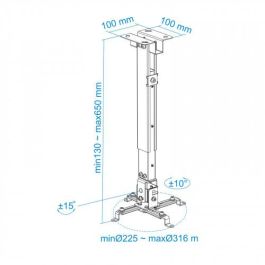 TooQ Soporte de Techo para Proyector PJ2012T-W Inclinable hasta 20kg