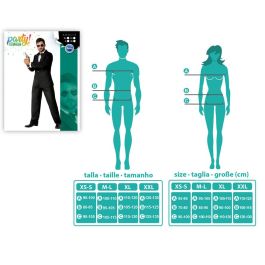 Disfraz Agente Secreto Hombre Adulto XL Traje Negro Chaqueta Pantalón Camisa