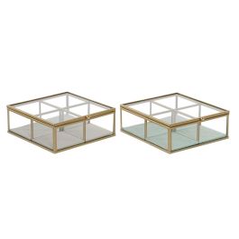 Joyero Chic DKD Home Decor Verde Menta Gris Claro 15 x 5.5 x 15 cm (2 Unidades)